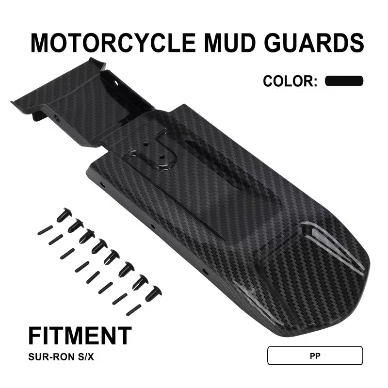 Fender in Carbon-Optik für die SUR-RON Light Bee Heck