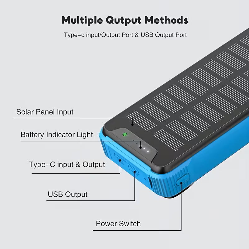 POERUNI Solar-Powerbank – 20.000 mAh mit kabellosem Laden